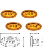 Hella 2034SET LED Side Marker - Amber, 12V DC (Bulk pack of 4)