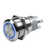Hella 8HG958455-211 Blue LED Stainless Steel Push Button Starter Switch Off, Momentry On